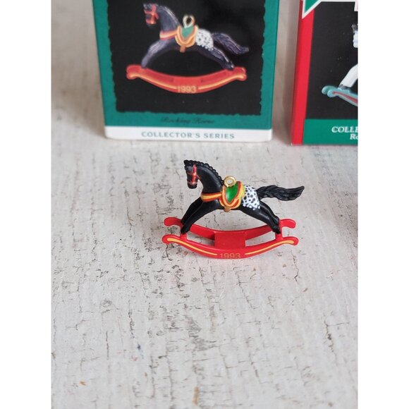 Hallmark vintage miniature rocking horse ornament Xmas set - Picture 3 of 6